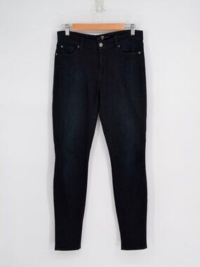 7 For All Mankind Gwenevere Skinny Jeans Black Lake Mid Rise Stretch Womens 28